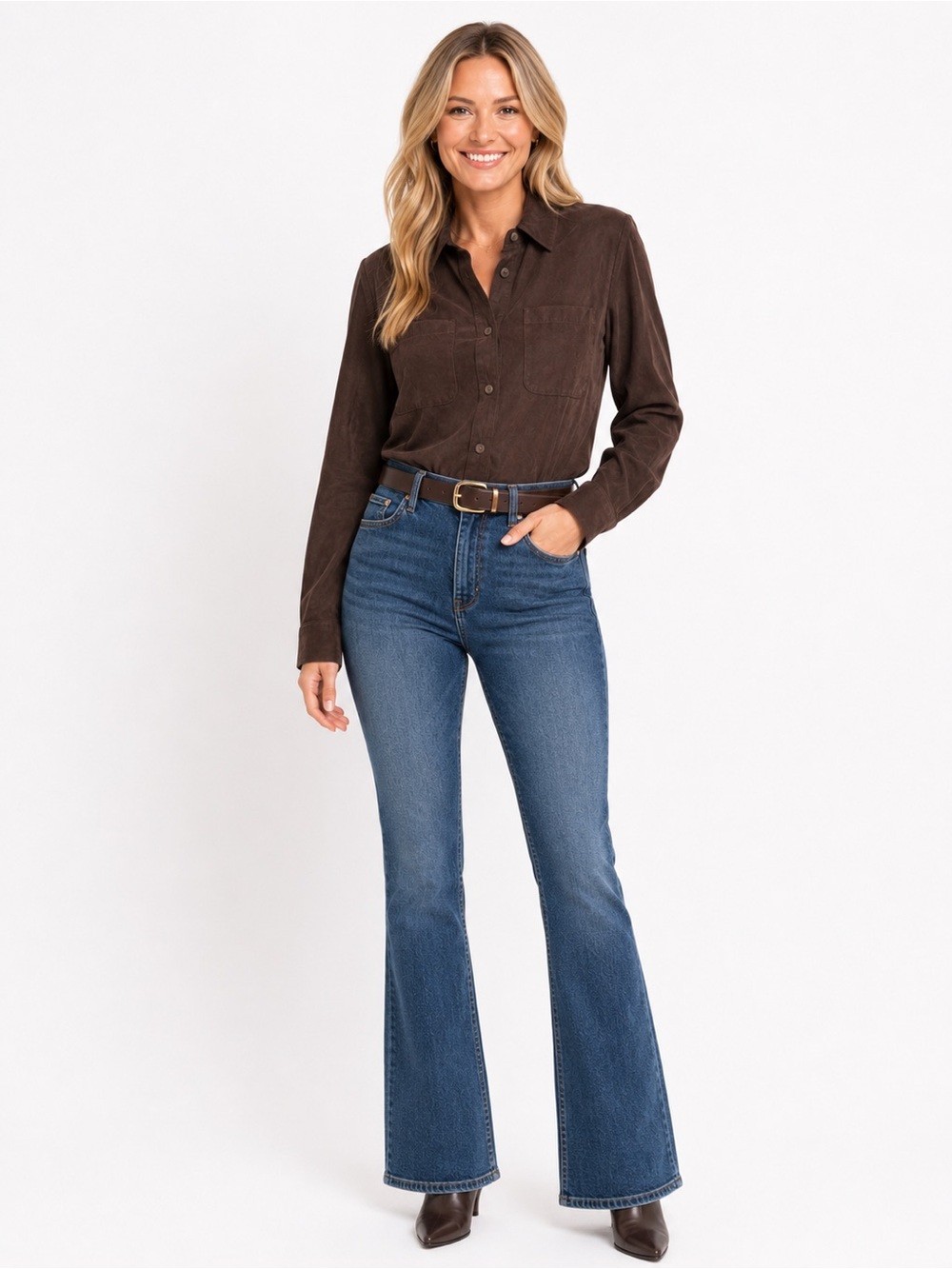 Vintage Casual Corner Chocolate Brown Button-Down Shirt